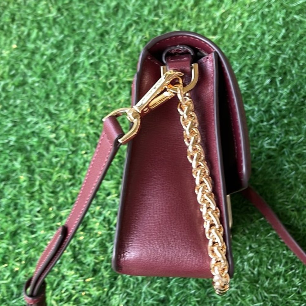 Michael Kors Sonia Medium Leather Shoulder Bag Merlot - Picture 4 of 16